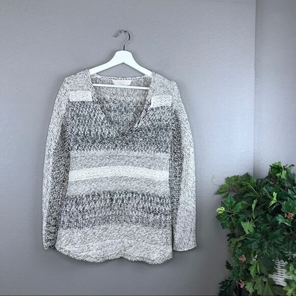 Zara Chunky Knit Crochet Lace Striped Sweater Size Medium - Picture 1 of 8